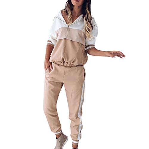 Jogginganzug Damen,Damen Sportanzug Traingsanzug Jogginganzug Frauen Zweiteiler Farbblock Mit Kapuze Freizeitanzug Casual Langarm Hoodies und Hosen Herbst Winter Tracksuit Laufhose Anzug von Generic