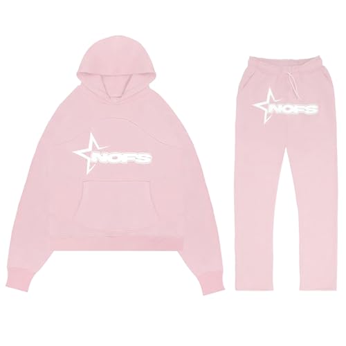 Jogginganzug Damen/Herren 2 Piece Unisex Tracksuit Einfarbig Sport Trainingsanzug Hoodie Langarm Freizeit Laufanzug Sweatjacke Sporthose Fitness Sportanzug von Generic