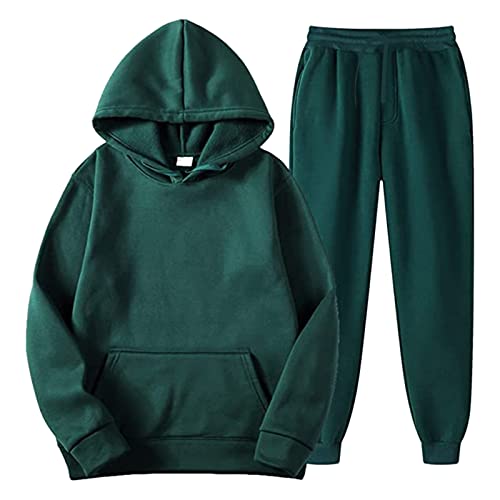 Jogginganzug Damen/Herren 2 Piece Unisex Tracksuit Einfarbig Sport Trainingsanzug Hoodie Langarm Freizeit Laufanzug Sweatjacke Sporthose Fitness Sportanzug von Generic