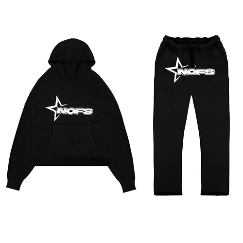 Jogginganzug Damen/Herren NOFS Tracksuit 2 Piece Unisex Trainingsanzug Y2K Hip Hop Streetwear Hoodie Sportanzug Sporthose Buchstaben Druck Lose Sweatshirt von Generic