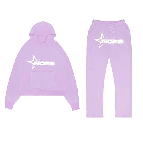 Jogginganzug Damen/Herren NOFS Tracksuit 2 Piece Unisex Trainingsanzug Y2K Hip Hop Streetwear Hoodie Sportanzug Sporthose Buchstaben Druck Lose Sweatshirt von Generic