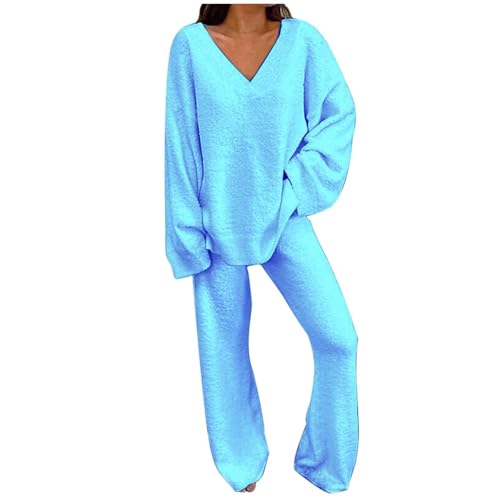 Jogginganzug Damen - Baumwolle Zweiteiler Trainingsanzug Warm Vlies Kleidungsset Locker Sport Set Pullover Sport Damen Elegant Oversize Hosen Set Freizeitanzug 2024 Sale Musselin Set von Generic