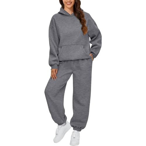 Jogginganzug Damen Hoodie And Jogginghose Trainingsanzug Kapuzenpullover Trainingshose Zweiteiler Sport Gym Set Tracksuit Sportanzug Bekleidung Freizeitanzug Hausanzug Lounge Set Winter Outfit von Generic