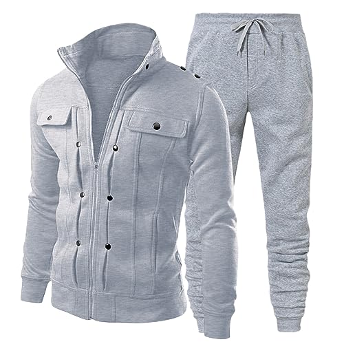 Jogginganzug Herren Casual Tracksuit für Herren Tracksuit Einfarbig Lose Cardigan und Trainingsanzug Freizeitanzug Unisex Cardigan Oberteile und Sporthosen Tracksuit Regular Fit Autumn Winter Sets von Generic