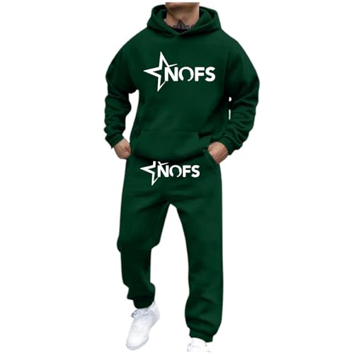 Jogginganzug Herren NOFS Jogginganzug Y2k Tracksuit Trainingsanzüge Baumwolle Sweatshirt Und Jogginghose Einfarbig Hoodie Mit Kapuze Langarm Mit Taschen Sportanzug Set von Generic