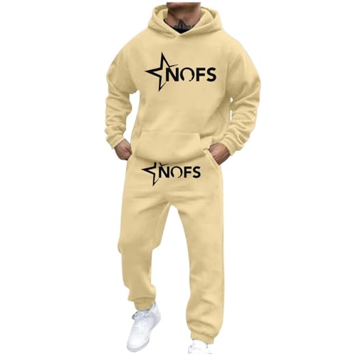 Jogginganzug Herren NOFS Jogginganzug Y2k Tracksuit Trainingsanzüge Baumwolle Sweatshirt Und Jogginghose Einfarbig Hoodie Mit Kapuze Langarm Mit Taschen Sportanzug Set von Generic