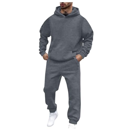 Jogginganzug Herren Oversize Sportbekleidung Trainingsanzug Herren Einfarbig Jogginganzug Langarm Hoodie Mit Kapuze Taschen Hausanzug Kapuzenpullover Jogginghose Set Klassisch Sportanzug von Generic