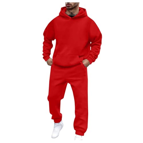 Jogginganzug Herren Oversize Sportbekleidung Trainingsanzug Herren Einfarbig Langarm Hoodie Mit Kapuze Taschen Hausanzug Kapuzenpullover Jogginghose Jogginganzug Set Klassisch Sportanzug von Generic