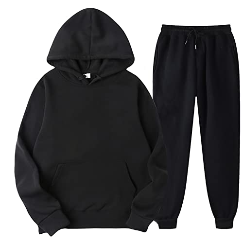 Jogginganzug Herren Set Jogginganzug Herren Set Partner Jogginganzug 2Er Set Für Paare Sweatpants Und Sweatshirt Set Sweatshirt Hose Herren Set Sweatshirt Set Herren Sweatshirt Hoodie Set Schwarz 3XL von Generic
