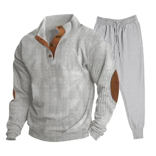 Jogginganzug Herren Trainingsanzug Kapuzenpullover Sportbekleidung Männer Sweatjacke Trainingshose Sportanzug Langen Ärmeln Cord Jogging Anzug aus Baumwolle Gym Warm Tracksuit Atmungsaktiv Hausanzug von Generic