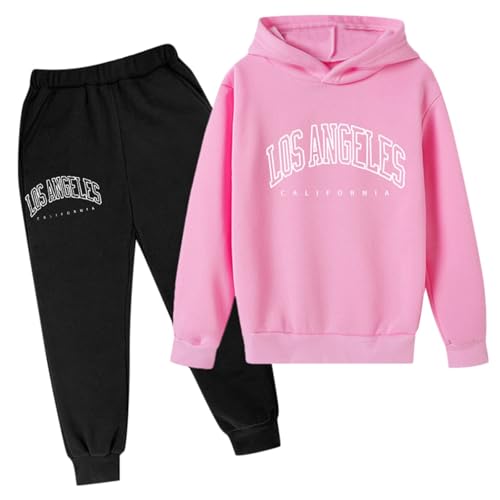 Jogginganzug Kinder Jungen Casual Trainingsanzug Mädchen Brief Gedruckt Langarm Hoodie Pullover Sweatshirt Jogger Jogginghose Unisex 2 PC Sweatsuit Set Kinder 3-14 Jahre von Generic