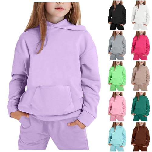 Jogginganzug Mädchen 2 Teiliges Trainingsanzug Set Langarm Baumwolle Sportanzug Kapuzenpullover und Jogginghose Bekleidungsset Outfits Sets Sport Hoodie Jogging Anzug Freizeitanzug für Kinder von Generic