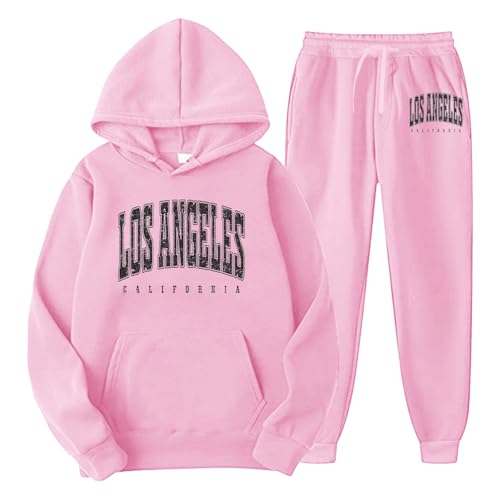 Jogginganzug Y2K Herren Baggy Kapuzenpullover Jogging Hose Zweiteiliges Set Winter Freizeit Trainingsanzug Lose Los Angeles Pullover mit Kapuze und Sporthosen Mode Outfit Teenager Anzug von Generic