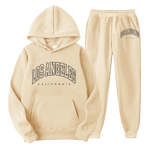 Jogginganzug Y2K Herren Baggy Lose Los Angeles Hoodie und Jogginghosen Zweiteiliges Set Winter Atmungsaktiv Bequeme Freizeitanzug Sweatshirt mit Kapuze Sweathose Mode Outfit Teenager Anzug von Generic