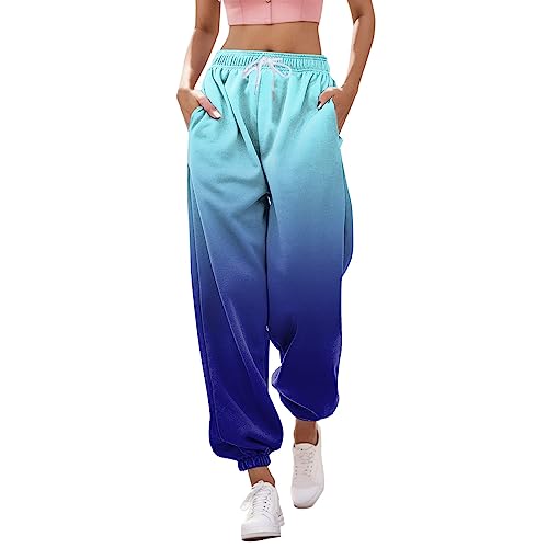 Jogginghose Damen, Damen Jogginghose Lang High Waist Trainingshose mit Taschen Schmetterling Drucken Sporthose Freizeithose Frauen Kordelzug Sweathose Jogging Hose Sweatpants Laufhosen von Generic