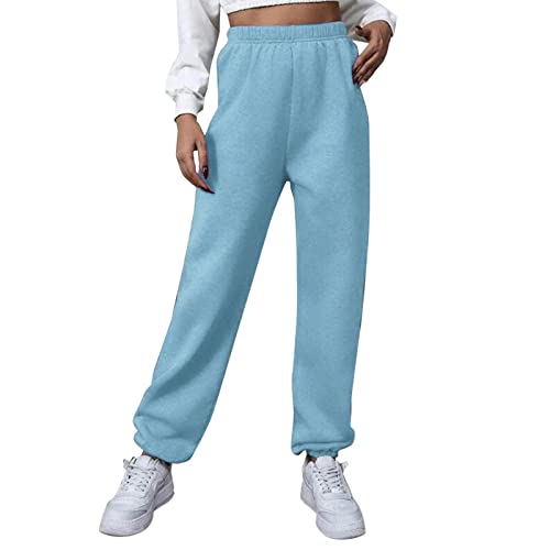 Jogginghose Damen, Frauen High Waist Baumwolle Lang Slim Fit Sporthose Freizeithosen Thermisch Elastischen Einfarbig Bund Trainingshose Warm Fußhose Sweathose Winter-Leggings Yogahose von Generic