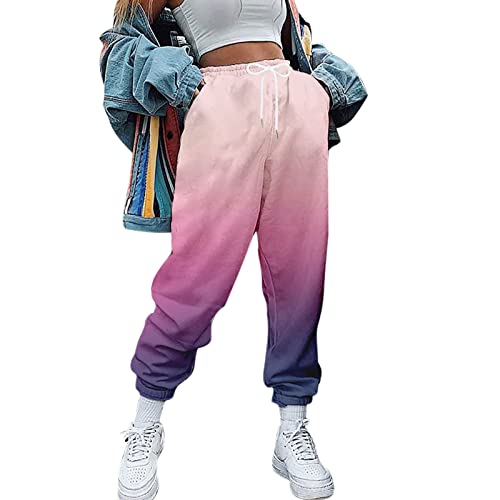 Jogginghose Damen, Jogginghose Damen Baumwolle Sporthose Einfarbig Lang Sweatpants Frauen Kordelzug Trainingshose Fitness High Waist Freizeithose Jogging Hose Laufhosen Sweathose von Generic