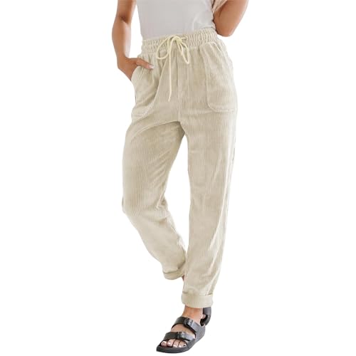 Jogginghose Damen, Jogginghose Y2K Damen Blazer Jogginghose Lang Baggy Lounge Straight Hose High Waist Cordhose Mit Gummizug Einfarbig Mode Sporthose Garden Hose Sportleggings(A05,XL) von Generic