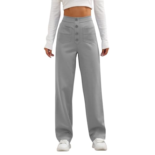 Jogginghose Damen, Yogahose Damen Sporthose Lang Weisse Hosen Damen Hosen Cordhose Sportbekleidung Chino Hose Italienische Mode Jogpants Wanderhose Damen Laufhose Lang Rote Hose (Grau,M) von Generic