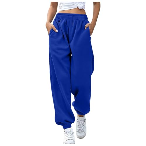 Jogginghose Damen Baggy Sporthose Laufhosen Lange Gummibund Stoffhose mit Taschen High Waist Loose Fit Freizeithose Bequeme Lockere Trainingsanzug Hosen Sweathose von Generic