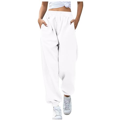 Jogginghose Damen Baggy Sporthose Laufhosen Lange Gummibund Stoffhose mit Taschen High Waist Loose Fit Freizeithose Bequeme Lockere Trainingsanzug Hosen Sweathose von Generic