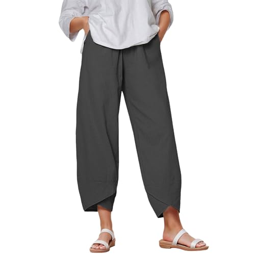 Jogginghose Damen Große Größen 54 52 58 50 48/50 XXXL 56 4XL Haremshose Leinenhose Stoffhose Freizeithose Sommerhose Pumphose Weiße Sommer Lang Leicht Elegant Stretch Luftig Schlupfhose Sommer von Generic