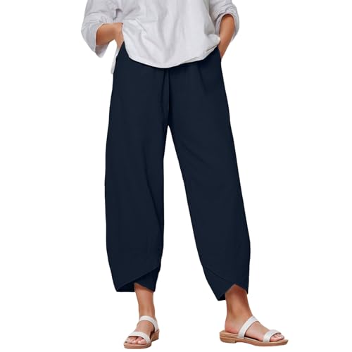 Jogginghose Damen Große Größen 54 52 58 50 48/50 XXXL 56 4XL Haremshose Leinenhose Stoffhose Freizeithose Sommerhose Pumphose Weiße Sommer Lang Leicht Elegant Stretch Luftig Schlupfhose Sommer von Generic