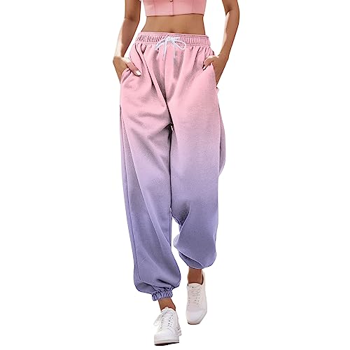 Jogginghose Damen - Haremshose Loose Yoga Hosen Sporthosen Elastischer Bund Sweatpants High Waist Sweatpants Gradient Print Freizeithose Trainingshose Fitnesshose Stoffhose von Generic