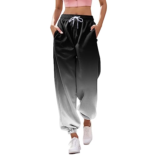 Jogginghose Damen - Haremshose Loose Yoga Hosen Sporthosen Elastischer Bund Sweatpants High Waist Sweatpants Gradient Print Freizeithose Trainingshose Fitnesshose Stoffhose von Generic