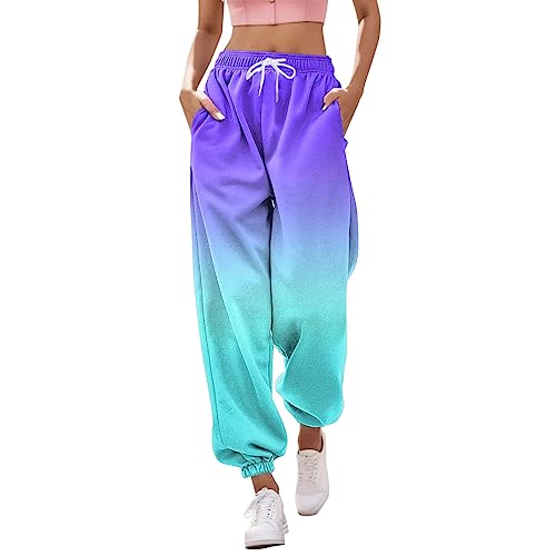 Jogginghose Damen - Haremshose Loose Yoga Hosen Sporthosen Elastischer Bund Sweatpants High Waist Sweatpants Gradient Print Freizeithose Trainingshose Fitnesshose Stoffhose von Generic