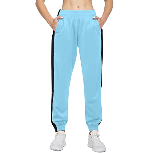 Jogginghose Damen Jogginghose Sporthose Damen Knopfleiste Trainingshose Lang Freizeithosen Yogahose Streifen Sweathose Lose Casual Gym Fitness Hose Pant mit Elastisches Band und Taschen von Generic