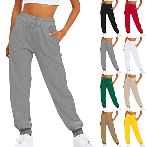 Jogginghose Damen Lang, Sporthosen für Damen mit Reißverschlusstasche, High Waist Trainingshose Slim Joggpants Damen für Yoga Fitness Freizeithosen von Generic