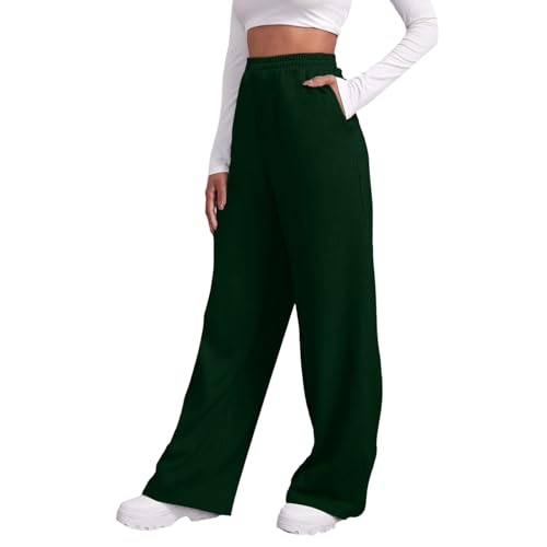 Jogginghose Damen Lang Open Leg Jogger Grau Sweatpants Damen Grau Wide Leg Hose Mit Taschen Stoffhose High Waist Bequeme Lockere Freizeithose Fitness Loungewear von Generic