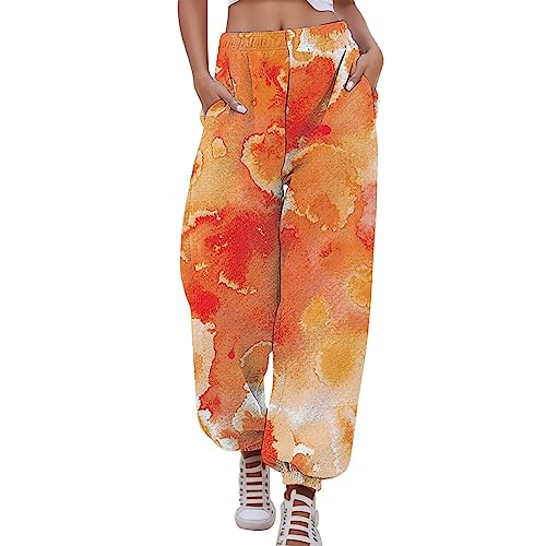 Jogginghose Damen - Sweathose High Waist mit Taschen Laufhosen Loose Casual Trainingsanzug In Unifarben Harem-Stil Haremshose Freizeithose Stoffhose Hosen Outfit Sommerhose von Generic