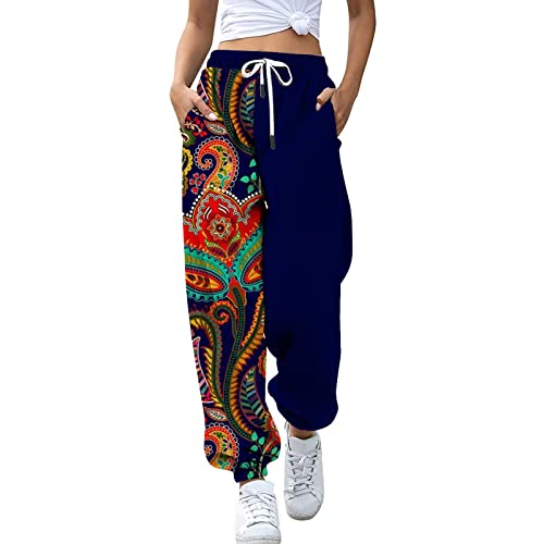 Jogginghose Damen Warm Stoff Hose Lang Frauen Sporthose lang Leichte Bequeme Baggy Mädchen Jogger Slim Fit Freizeithose für Running, Yoga, Tanzen (Dark Blue, XXL) von Generic