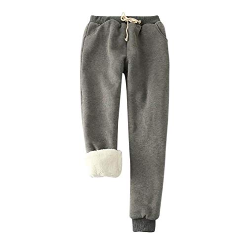 Jogginghose Damen Winter Warm Thermohose Sherpa Innenfutter Sweathose Gefüttert Sport Hosen Fleece Freizeithose Mit Große Taschen Tunnelzug Thermo Sweatpants Haushose Jogger (Dunkelgrau, XXXXXL) von Generic