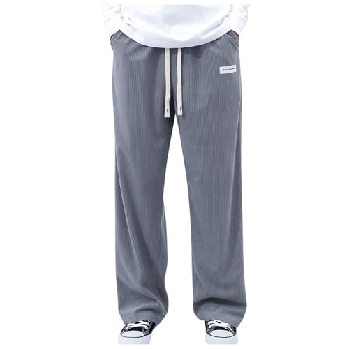 Jogginghose Herren Baggy Cordhose Breite Jogging Hose Weites Bein Elastische Taille Sweatpants Lang Sporthose Sweat Pants Men Winter Warme Männer Sweathose Mit Taschen Mode Costumes von Generic