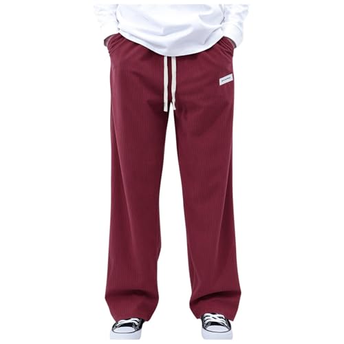 Jogginghose Herren Baggy Cordhose Breite Jogging Hose Weites Bein Elastische Taille Sweatpants Lang Sporthose Sweat Pants Men Winter Warme Männer Sweathose Mit Taschen Mode Costumes von Generic