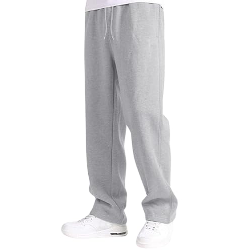 Jogginghose Herren Baggy Jogginghose Elastische Taille Breite Sporthose Mit Taschen Lang Sweatpants Freizeithose, Jogginghose Grau Herren,M von Generic