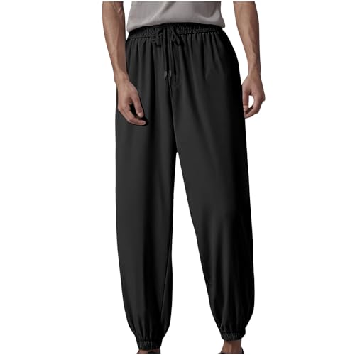 Jogginghose Herren Baggy Sporthose Sommer Freizeithose Lang Chino Hose Einfarbig Stoffhose Atmungsaktive Trainingshose Sweatpants Große Größen Laufhose Cargohose Schlupfhose Leichte Sommerhose von Generic