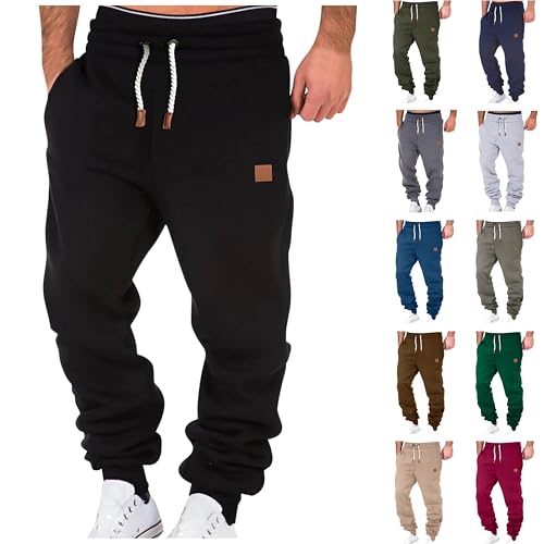 Jogginghose Herren Baggy Sweatpants Breite Baumwolle Jogging Hose Elastische Taille Weites Bein Sporthose Lang Sweat Pants Men Warme Männer Sweathose Sport Hosen Stoffhose mit Taschen und Kodelzug von Generic