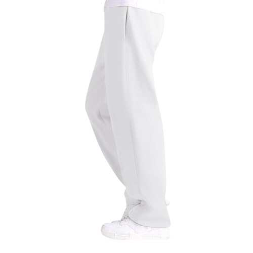 Jogginghose Herren Baggy Weites Bein Baumwolle Elastische Taille Sweatpants Breite Jogging Hose Lang Sporthose Track Pants Men Sweathose Joggpants Graue Jogginghosen für Herren mit Taschen von Generic