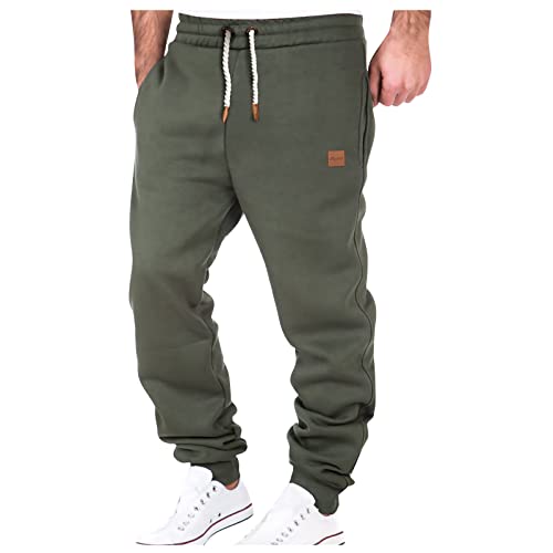 Jogginghose Herren Baumwolle Sporthose Herren Lang Cargohose Herren Warm Baggy Relaxing Hose Sweathose Stretch Jogger Fitnesshose Leichte mit Taschen Freizeithose Herren Grün M von Generic