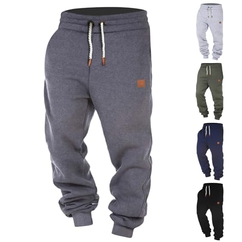 Jogginghose Herren Baumwolle Trainingshose Sporthose Freizeithose Lang Hosen Klassische Sweathose mit Taschen Winter Jogginghose von Generic