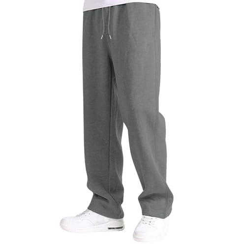 Jogginghose Herren Breite Baggy Sweatpants Baumwolle Elastische Taille Jogging Hose Weites Bein Sporthose Lang Sweat Pants Men Winter Warme Männer Sweathose Mit Taschen 2024 Grau XL von Generic