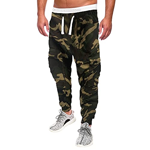 Jogginghose Herren Cargo Hosen Cargohose Jeans Chino Hose Herren Jeans Slim Fit Baggy Jogginghosen Camouflage Damen Y2K Clothes Outdoor Schlafanzug Herren Lang Arbeitshosen Männer (Grün, M) von Generic