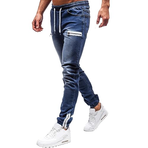 Jogginghose Herren Jeansoptik Jogging Jeans Herren Stretch Trainingshose Herren Mit Reißverschluss Am Bein Jeans Herren Mit Gummizug Sporthose Herren Fitness Jogginghose Herren Slim Fit von Generic