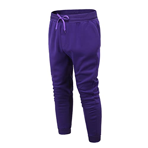 Jogginghose Herren Jungen Jogginghose Herbst und Winter High Street Mode Freizeit Sporthose Einfarbig Schnürhose Relaxed Fit Outdoorhose Sweathose Weich Sweathose Trainingshose Lila 3XL von Generic