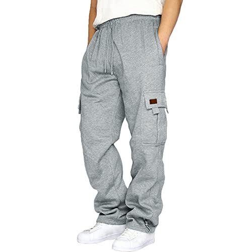 Jogginghose Herren Komfortable und Warme Trainingshose für Männer Casual Sporthose Basics Sweathose Elastischer Bund Fitness Hosen Kordelzug Sportlich Jogger Fleece Hosen mit Taschen von Generic