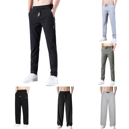 Jogginghose Herren Leicht Schnelltrocknend Sporthose Hosen Reißverschlusstaschen Offen Beinabschluss Wanderhose für Fitness Gym Sport von Generic